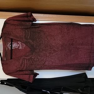 Rebel Saints Burn-Out Tee, Winged Cross